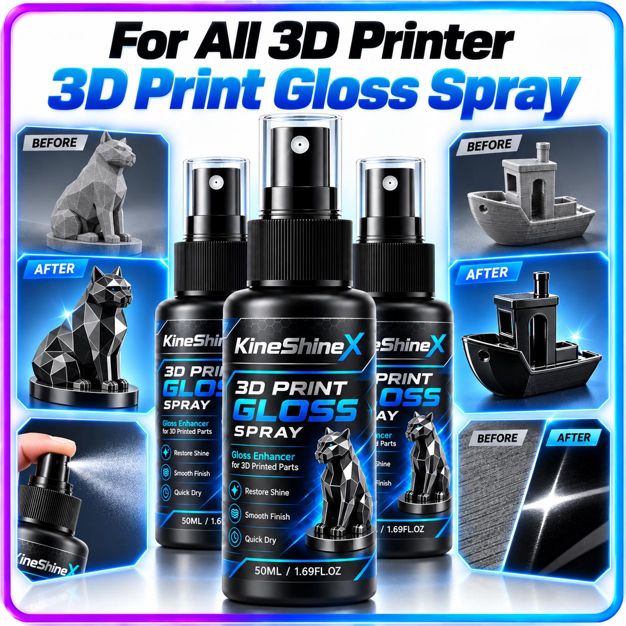 3D Printing Bambu Lab - 3D Print Quick‑Dry Gloss Spray Shine